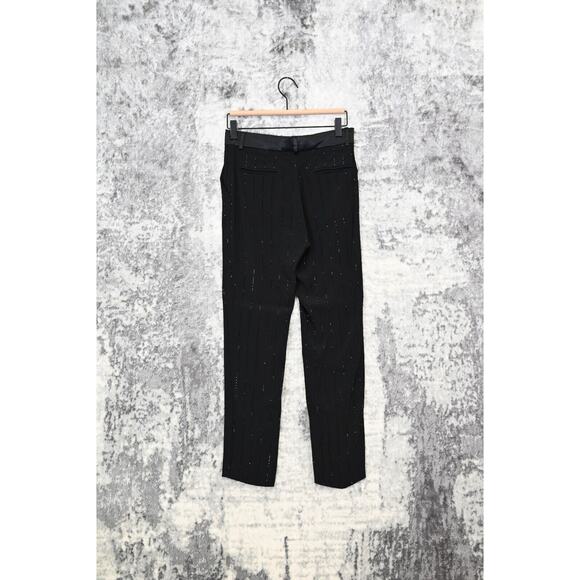 Filles A Papa Striped Black Crystal Rhinestone Slim Leg Trouser Dress Pants 0 - Picture 2 of 6
